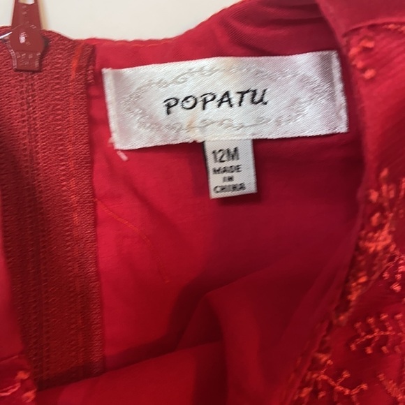 POPATU Baby Girls Red Short Sleeve Tulle Holiday Dress Size 12 Months NWT - Picture 7 of 10